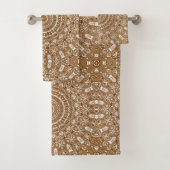 Brown Mandala Geometric Pattern Badhandtuch Set (Insitu)