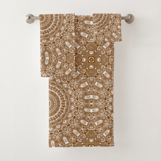 Brown Mandala Geometric Pattern Badhandtuch Set (Insitu)