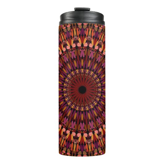 Brown Mandala Kaleidoscope Pattern-48566 Thermosbecher (Vorderseite)