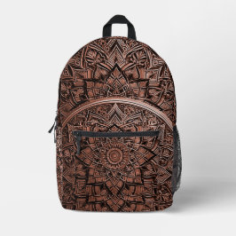 Brown Mandala Stylish Backpack Bedruckter Rucksack
