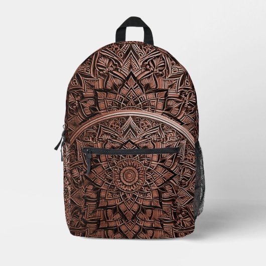 Brown Mandala Stylish Backpack Bedruckter Rucksack (Vorderseite)