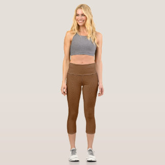 Brown Mandala Wheel Capri Leggings