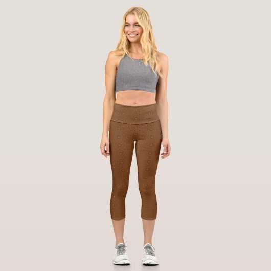 Brown Mandala Wheel Capri Leggings (Vorderseite)