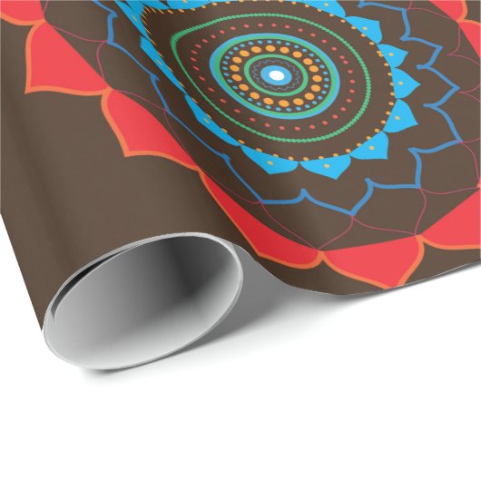 Brown Mandala Wrapping Paper Geschenkpapier (Rolleneckpunkt)