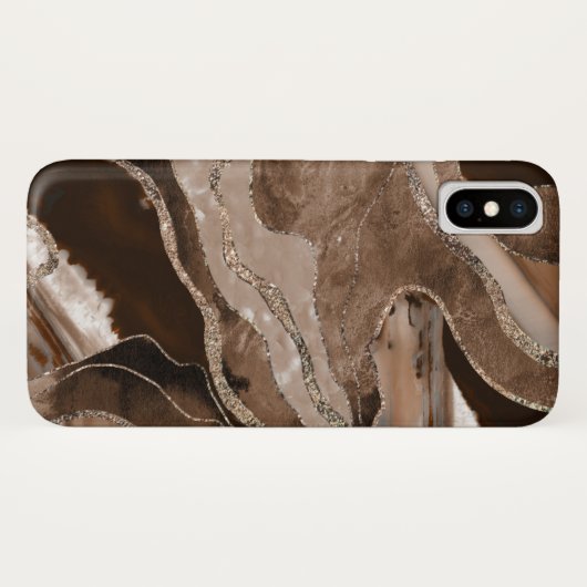 Brown Marble Agate Gold Glitzer Glam #1 Case-Mate iPhone Hülle (Rückseite (Horizontal))