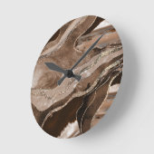 Brown Marble Agate Gold Glitzer Glam #1 Runde Wanduhr (Winkel)