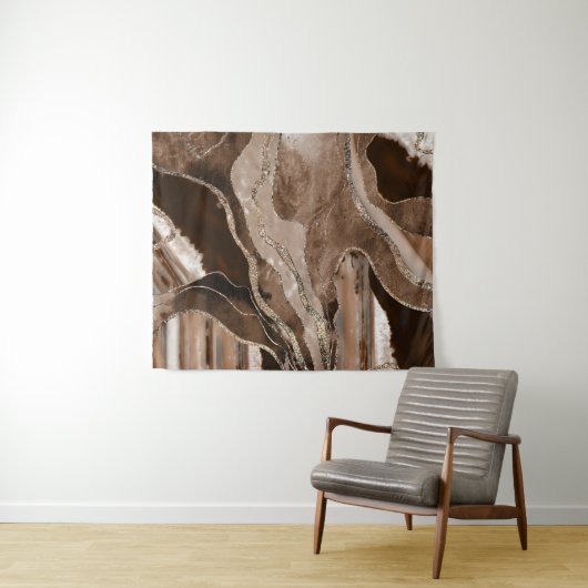 Brown Marble Agate Gold Glitzer Glam #1 Wandteppich (Beispiel (Horizontal))