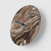 Brown Marble Agate Gold Glitzer Glam #2 Runde Wanduhr (Winkel)