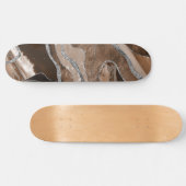 Brown Marble Agate Silver Glitzer Glam #1 Skateboard (Horizontal)