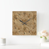Brown Marble Fossil Quadratische Wanduhr (Zuhause)