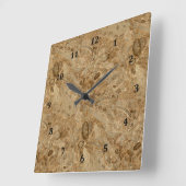 Brown Marble Fossil Quadratische Wanduhr (Winkel)