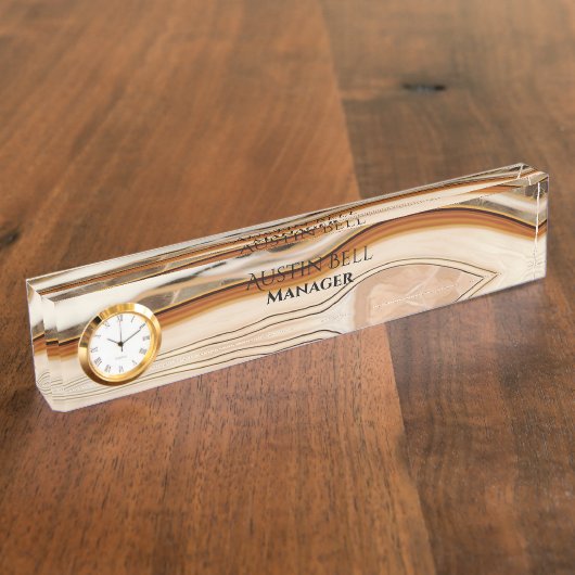 Brown Marble Personalisiert Namensplakette (Seite)