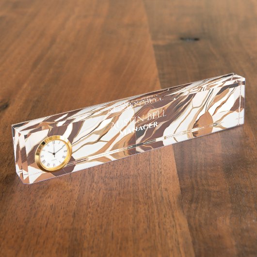 Brown Marble Personalisiert Namensplakette (Seite)