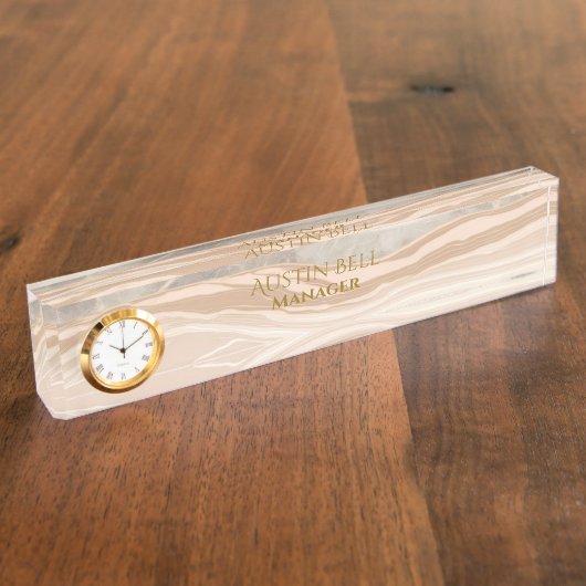 Brown Marble Personalisiert Namensplakette (Seite)