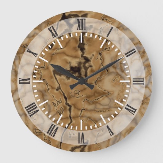 Brown Marble Texture Große Wanduhr (Vorderseite)