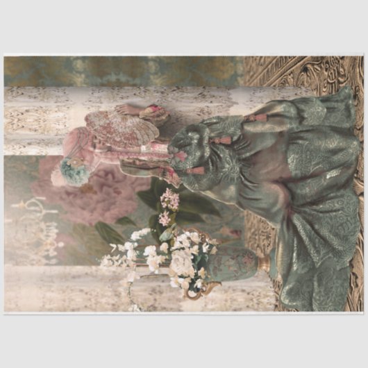 Brown Mary Antoinette Verziert Portrait Lady Seidenpapier (Vorderseite)