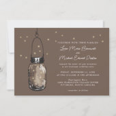 Brown Mason Jar Fireflies Einladung Hochzeit (Vorderseite)