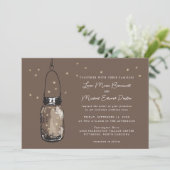 Brown Mason Jar Fireflies Einladung Hochzeit (Stehend Vorderseite)