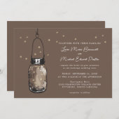 Brown Mason Jar Fireflies Einladung Hochzeit (Vorne/Hinten)