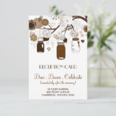 Brown Mason Jars und Blume fallen Empfang Card fal Einladung (Stehend Vorderseite)