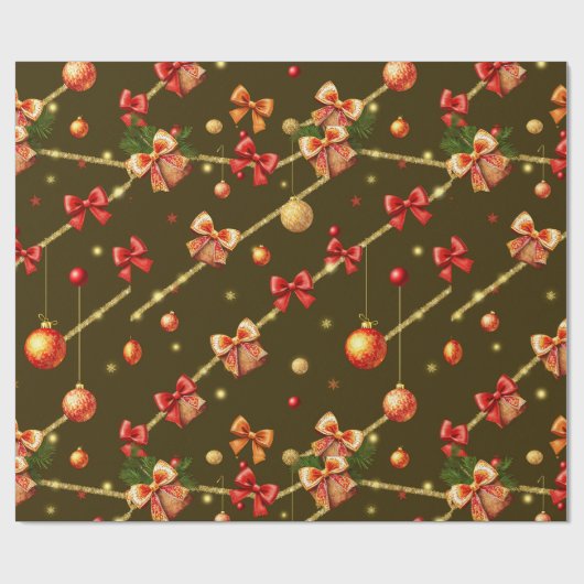 Brown Matte Christmas Design Geschenkpapier (Flach)