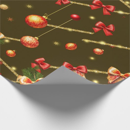 Brown Matte Christmas Design Geschenkpapier (Ecke)