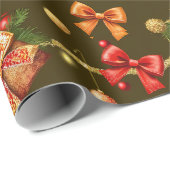 Brown Matte Christmas Design Geschenkpapier (Rolleneckpunkt)