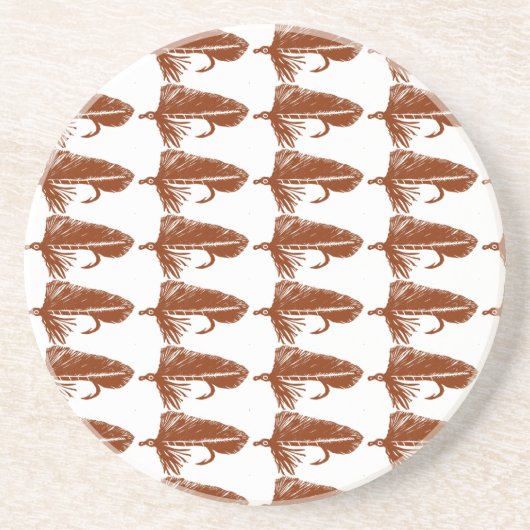 "Brown Matuka" Streamer Fly Pattern Untersetzer. Sandstein Untersetzer (Vorne)