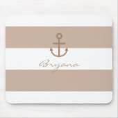 Brown Maulwurf & White Striped Anchor Mouse Pad Mousepad (Vorne)