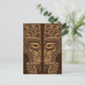 Brown Mayan Twins Mask Illusion Postkarte (Stehend Vorderseite)