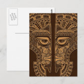 Brown Mayan Twins Mask Illusion Postkarte (Vorne/Hinten)