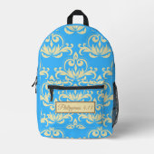 Brown Medallion Vintages Muster mit Bibelverse Bedruckter Rucksack (Vorderseite)