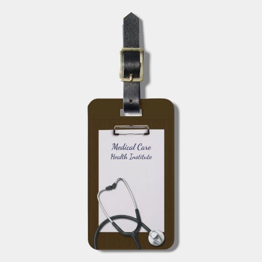 Brown Medipboard with Stethoscope Gepäckanhänger (Vorderseite vertikal)