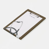 Brown Medipboard with Stethoscope Post-it Klebezettel (angewinkelt)