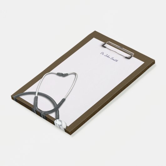 Brown Medipboard with Stethoscope Post-it Klebezettel (angewinkelt)