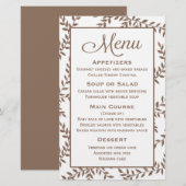 Brown Menu Floral Leaf Wasserfarbe - Hochzeitsfeie (Vorne/Hinten)