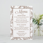 Brown Menu Floral Leaf Wasserfarbe - Hochzeitsfeie (Stehend Vorderseite)