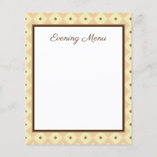 Brown Menu Lunch and Dinner in Diamond Design (Rückseite)