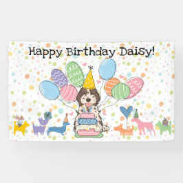 Brown Merle Cockapoo Cavapoo Dog Birthday Party Banner