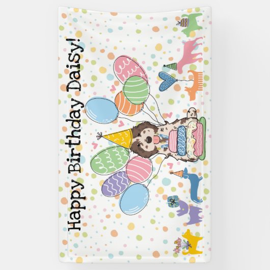 Brown Merle Cockapoo Cavapoo Dog Birthday Party Banner (Vertikal)