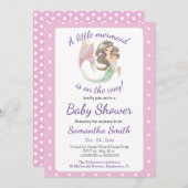 Brown Mermaid Baby Showthema Glitzer Einladung (Vorne/Hinten)