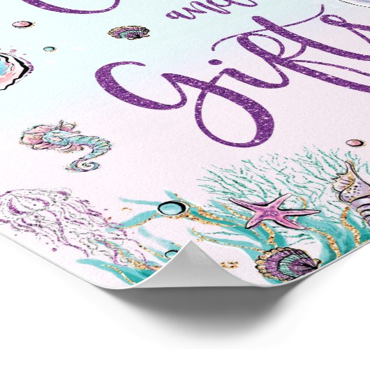 Brown Mermaid Birthday Baby Showkarten & Geschenke Poster (Ecke)