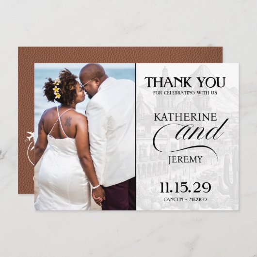 Brown Mexico Passport Dankeskarte (Vorne/Hinten)