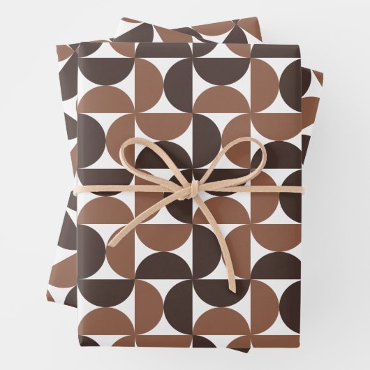 Brown Mid Century Modern Pattern Geschenkpapier Set (Beispiel)
