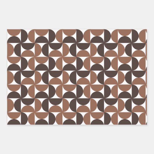 Brown Mid Century Modern Pattern Geschenkpapier Set (Vorderseite)