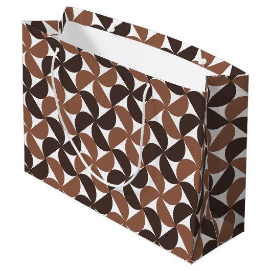 Brown Mid Century Modern Pattern Große Geschenktüte (Rückseite Schrägansicht)