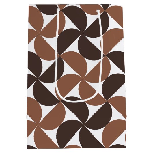 Brown Mid Century Modern Pattern Mittlere Geschenktüte (Rückseite)
