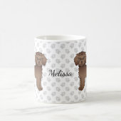 Brown Mini Goldendoodle Cartoon Dog & Name Kaffeetasse (Mittel)