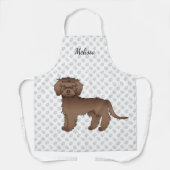 Brown Mini Goldendoodle Cartoon Dog & Name Schürze (Vorderseite)