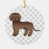 Brown Mini Goldendoodle Cartoon Dog & Text Keramik Ornament (Vorne)